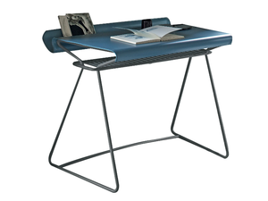 TAYLOR - Steel secretary desk with tanned leather top _ Bontempi Casa